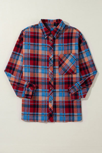 Casual Women's Vintage Red Plaid Shirt - Loose Fit, Stylish Design, Perfect for Everyday Outings and Relaxed Looks