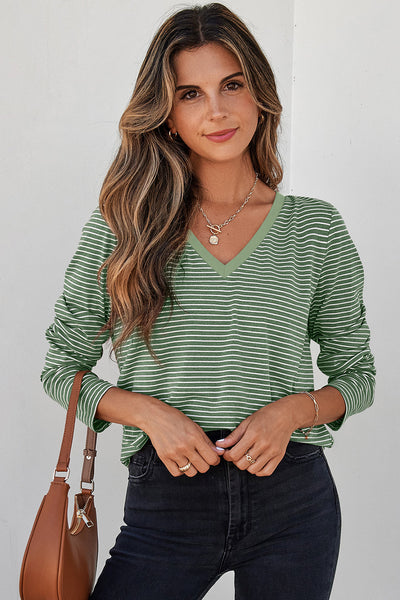 Casual Chic Women's Striped Long Sleeve Top in Lightweight Fabric - Ideal for Everyday Wear and Effortless Layering