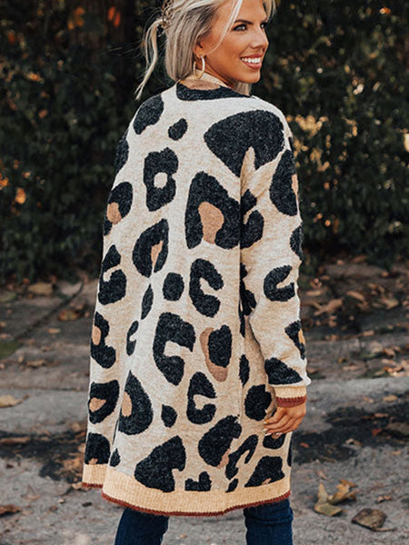 Leopard Print Knit Midi Cardigan