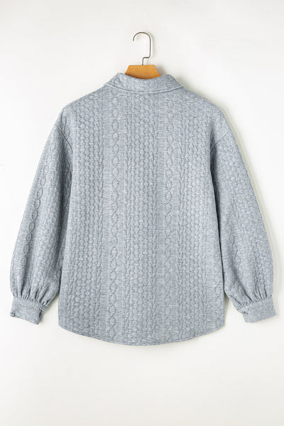 Cozy Beige Women's Cable Knit Shacket - Trendy Layering Essential for Fall and Winter Fashion