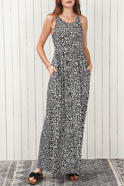 Women's Round Neck Sleeveless Polka Dot Print Dress