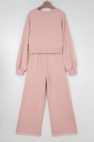 Elegant Women's Wide Leg Pant Set in Soft Fabric - Versatile and Comfortable Outfit for Casual or Dressy Events