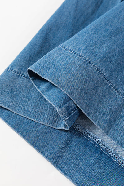 Trendy Dusk Blue Wide Leg Jeans for Women - Chic Mineral Wash with Button Fly, Perfect for Effortless Style and Comfort