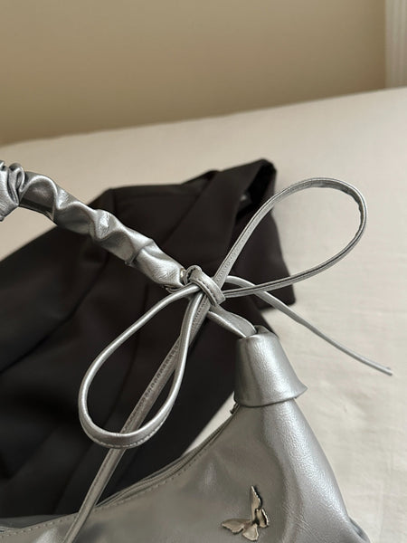 Butterfly Ruched Strap Shoulder Bag