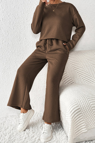 Cozy Women's Dark Brown Ultra Loose 2-Piece Slouchy Lounge Set for Effortless Everyday Comfort and Style