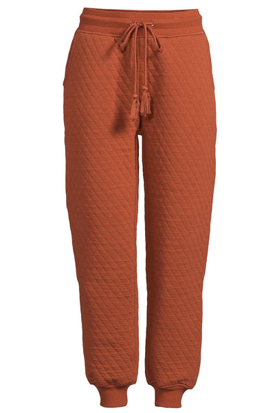 Women's Gold Flame Quilted V-Neck Button Down Top & Drawstring Jogger Pants Set - Stylish & Comfortable Outfit
