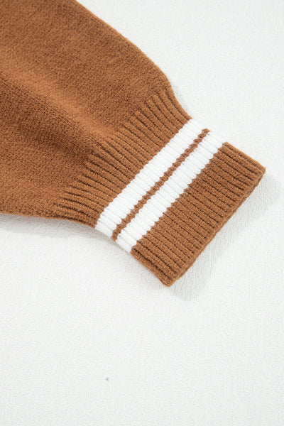 Cozy Boho Western Graphic Sweater for Women - Earthy Tones Knitwear with Relaxed Fit for Effortless Style