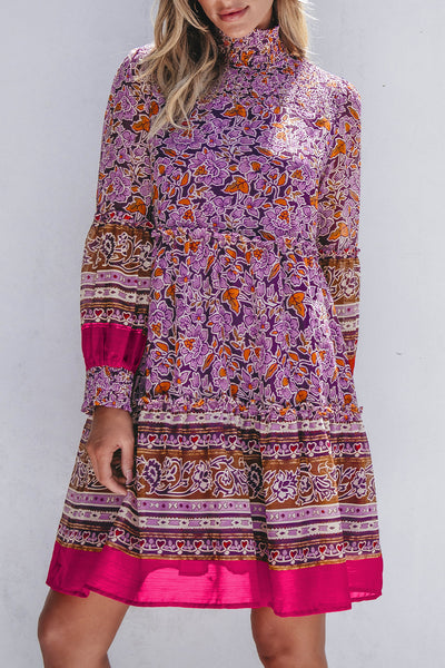 Elegant Floral Puff Sleeve Dress for Women - Comfortable Summer Style, Ideal for Parties and Casual Outings