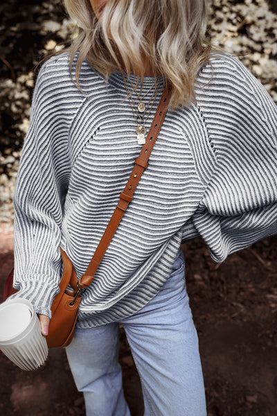 Cozy Chic Women's Striped Knit Sweater in Soft Cotton Blend Perfect for Casual Outings and Stylish Layering Options