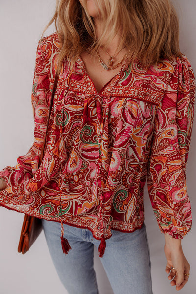 Chic Women's Lightweight Paisley Print Blouse - Elegant Top for Casual and Office Style, Perfect Fit for Everyday Wear