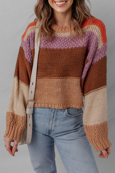 Vibrant Women's Colorblock Sweater - Cozy Knit, Stylish Fit for Casual Outings and Everyday Comfort