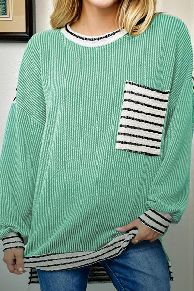 Women's Vibrant Women's Long Sleeve Patchwork Top - Stylish, Comfortable Fit for Casual Everyday Wear