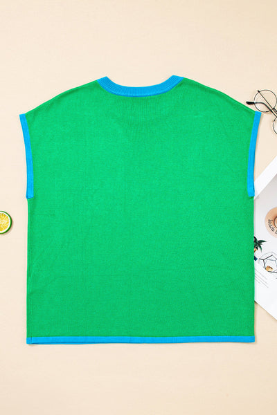 Women's Casual Green Short Sleeve Knit Sweater - Comfortable Everyday Top for Effortless Style