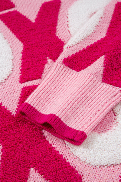 Cozy Women's Pink XOXO Crewneck Sweater - Casual Drop Shoulder Style, Perfect Valentine‚Äôs Day Gift for Her