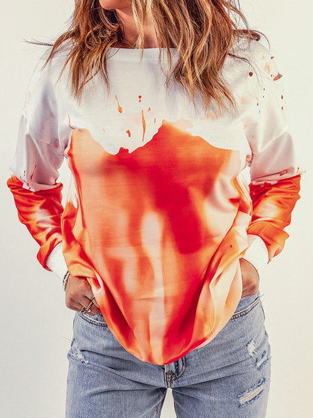 Colorful Tie-Dye Long Sleeve Hoodies with Round Neck