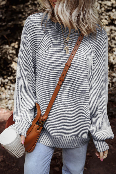 Cozy Chic Women's Striped Knit Sweater in Soft Cotton Blend Perfect for Casual Outings and Stylish Layering Options