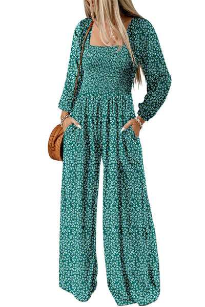 Chic Floral Print Wide Leg Jumpsuit for Women - Comfortable, Flattering Summer Outfit in Bright Colors