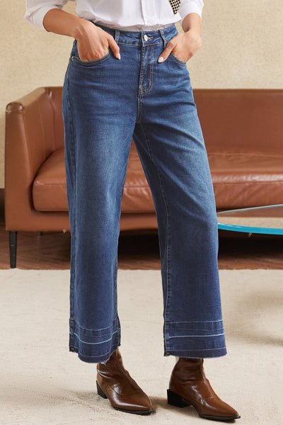 Light Blue Women's Cropped Loose-Fit Jeans - Trendy Casual Bottoms for Comfortable, Effortless Style