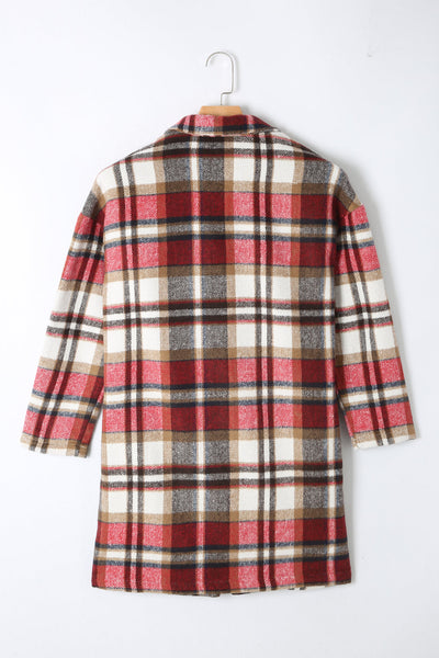 Stylish Lapel Wool Blend Coat with Long Sleeves