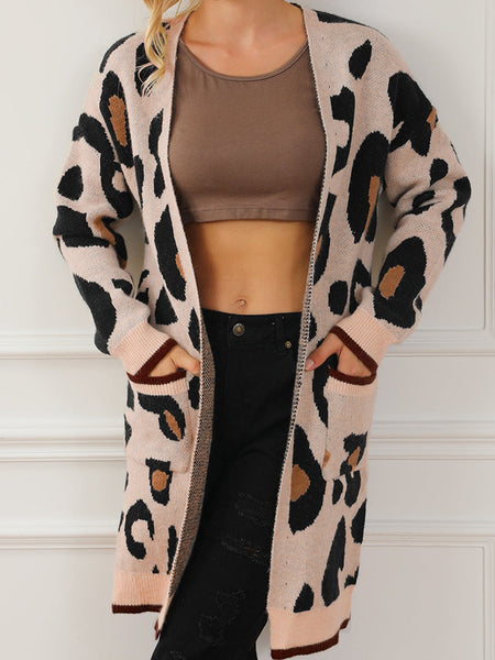 Leopard Print Knit Midi Cardigan