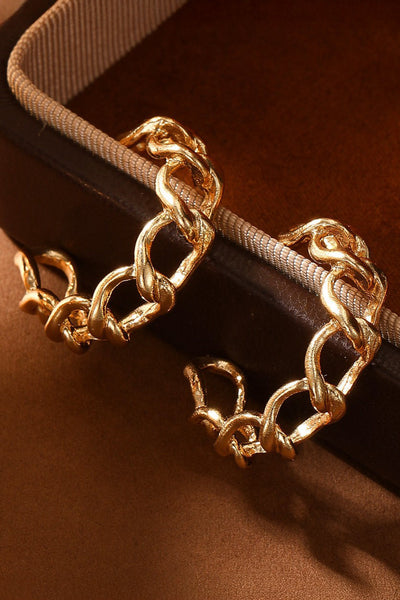 Women's Gold Chain Link Hoop Earrings with High-Shine Polished Finish