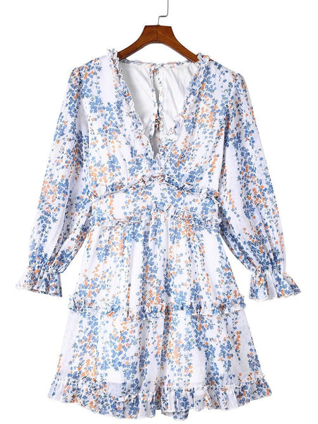 Women's Lapel Striped Print Belted Long Sleeve Dress