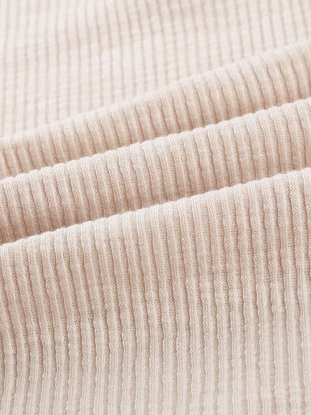 Beige Crochet Lace Sleeve Button Detail Top