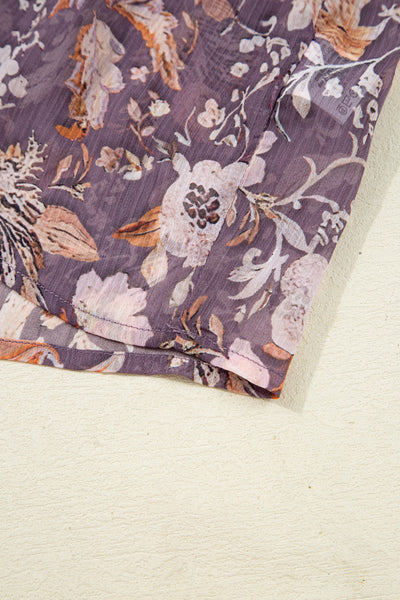Pastel Floral Print Babydoll Blouse for Women - Short Sleeve, Lightweight Summer Top with Relaxed Fit and Breezy Style