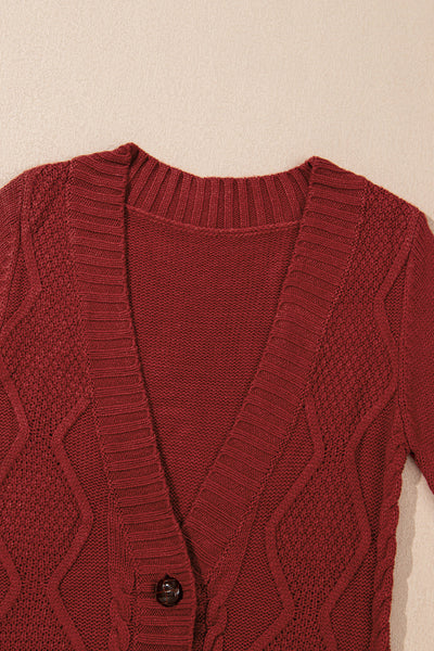 Cozy Burgundy Women's Cardigan with Button Closure and Front Pockets - Stylish Everyday Layer for Effortless Chic