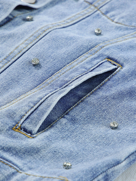 Vintage-Inspired Rhinestone Denim Jacket