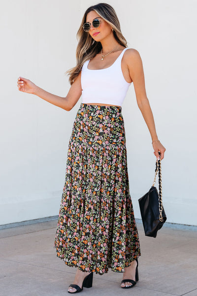 Elegant Blue Women's Ruffle Hem Maxi Skirt - Flowy, Comfortable Summer Fashion for Casual Outings and Everyday Wear