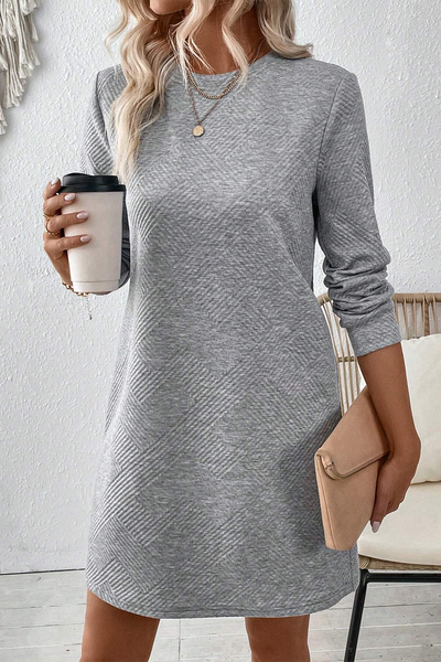 Elegant Mid Waist Tie Long Sleeve Mini Dress