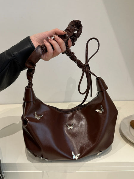 Butterfly Ruched Strap Shoulder Bag
