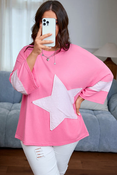 Plus Size Women's Flattering Pink Casual Top in Soft Fabric for Comfortable Everyday Style