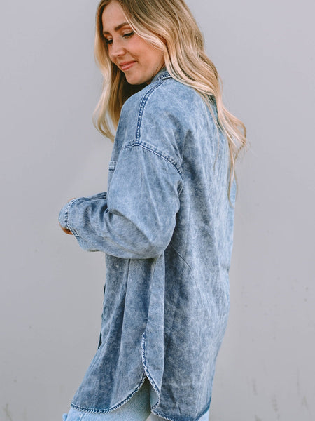 Casual Elastic Belt Cuffed Sleeve Denim Hooded Jackets