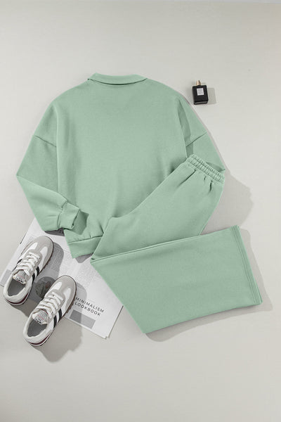 Aqua Women's Stylish Activewear Set: Drop Shoulder Zip-Up Jacket & Comfortable Drawstring Pants in Vibrant Aqua