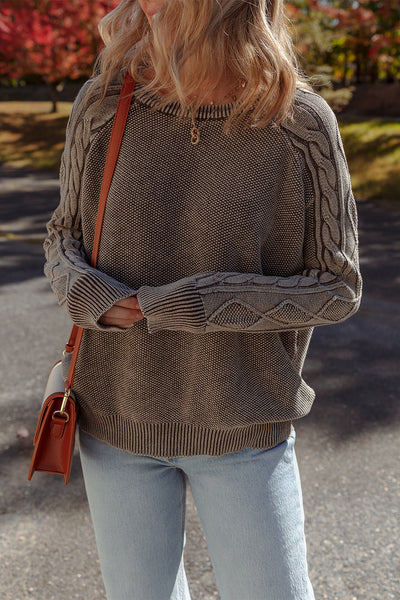 Chic Dark Brown Knit Sweater for Women Cozy Casual Fit, Ideal for Fall and Winter Layering and Everyday Wear