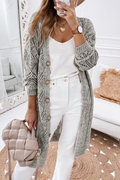 Chic Openwork Cardigan for Women - Lightweight Knit, Elegant Design, Perfect for Layering in Summer and Spring