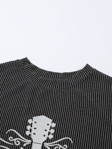 NASHVILLE MUSIC CITY Black Corded Graphic Pullover Sweatshirt