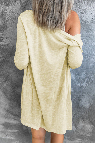 Stylish Beige Open-Front Cardigan for Women  Lightweight Layering Piece with Buttons for Effortless Chic Looks