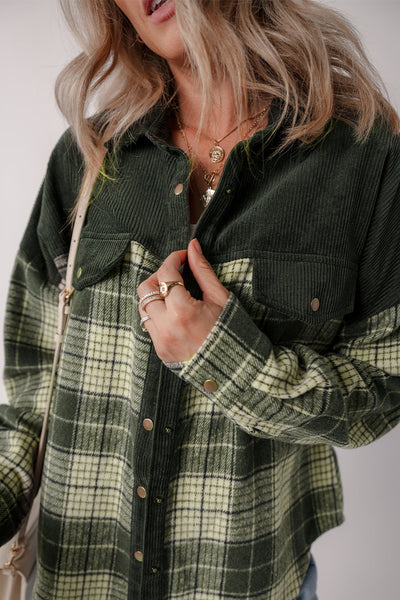 Casual Plaid Corduroy Jacket
