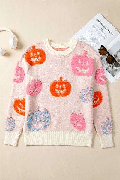 Vibrant Orange Cozy Pumpkin Sweater for Women - Trendy Relaxed Fit Autumn Knit Jumper for Stylish Fall Looks