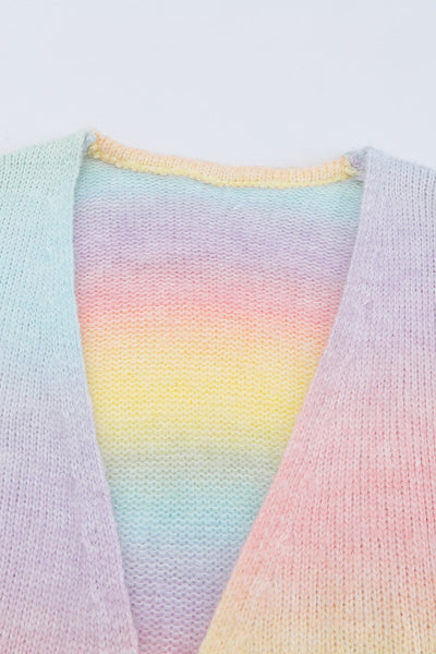 Soft Pastel Rainbow Striped Knit Oversized Cardigan with practical styling and dependable silhouette control.