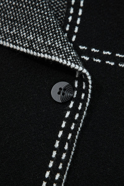 Women's Contrast Trim Knit Cardigan in Midnight Black
