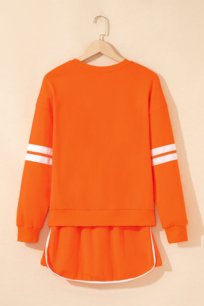 Trendy Women's Cotton Blend Varsity Sweatshirt and Skirt Set - Casual, Comfortable Style for Everyday Wear