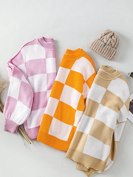 Plus Size Casual Sweater, Women's Plus Solid Long Sleeve V Neck Oversized Jumper