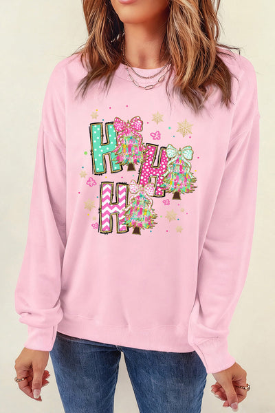 Women's Ho Ho Ho Pastel Christmas Graphic Sweatshirt