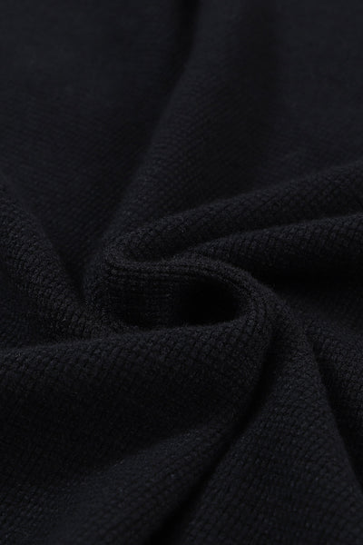 Chic Women's Black Knit Sweater with Striped Sleeves - Cozy Fashion for Fall and Winter, Perfect for Casual Outings