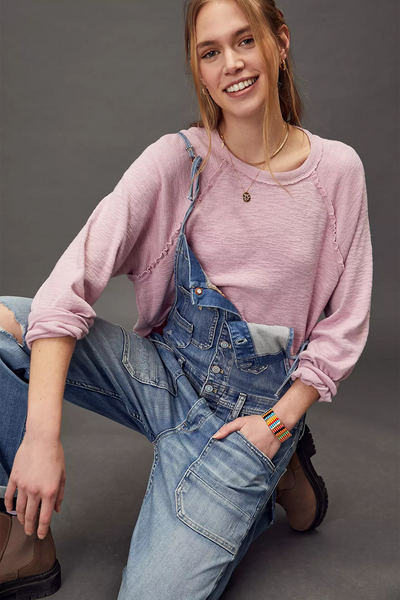 Chic Women's Pale Chestnut Frilled Long Sleeve Top with Raw Trim - Perfect for Casual Outings and Everyday Style