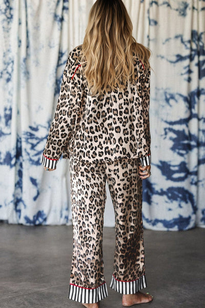 women's cozy leopard print pajama set - soft sleepwear with relaxed fit for ultimate comfort and style with practical styling and dependable